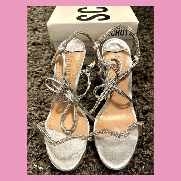 SCHUTZ Womens Diamond and Silver Heels SCHUTZ Womens Diamond and Silver He… - Picture 1 of 13